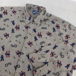 VTG Phat Farm XL Mens Shirt‎ All Over Y2K Hip Hop Ocean Life Samurai 26x31 FLAWS